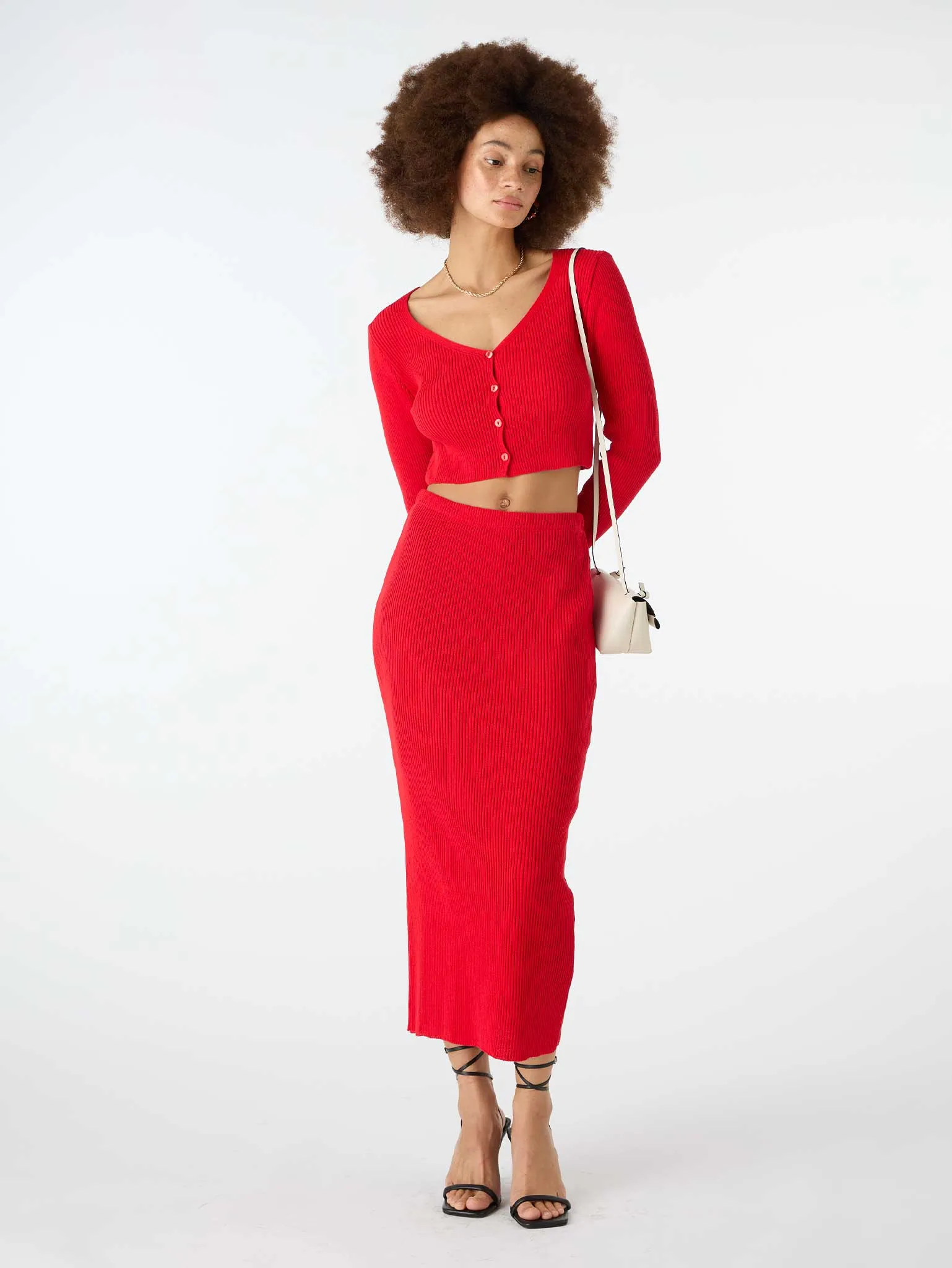 Franklin Midi Skirt in Red