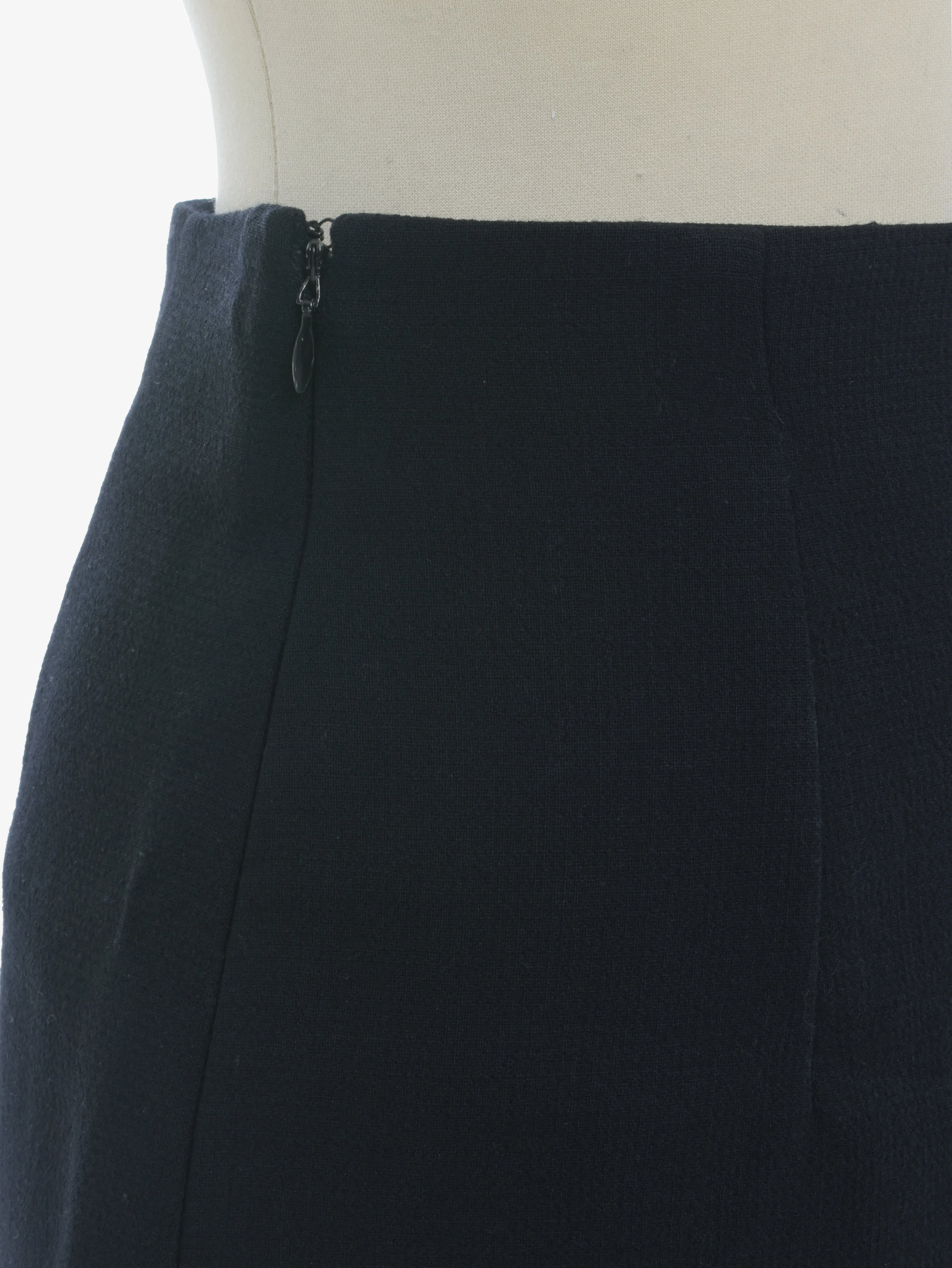 Gianni Versace Black Wool Pencil Skirt - 80s