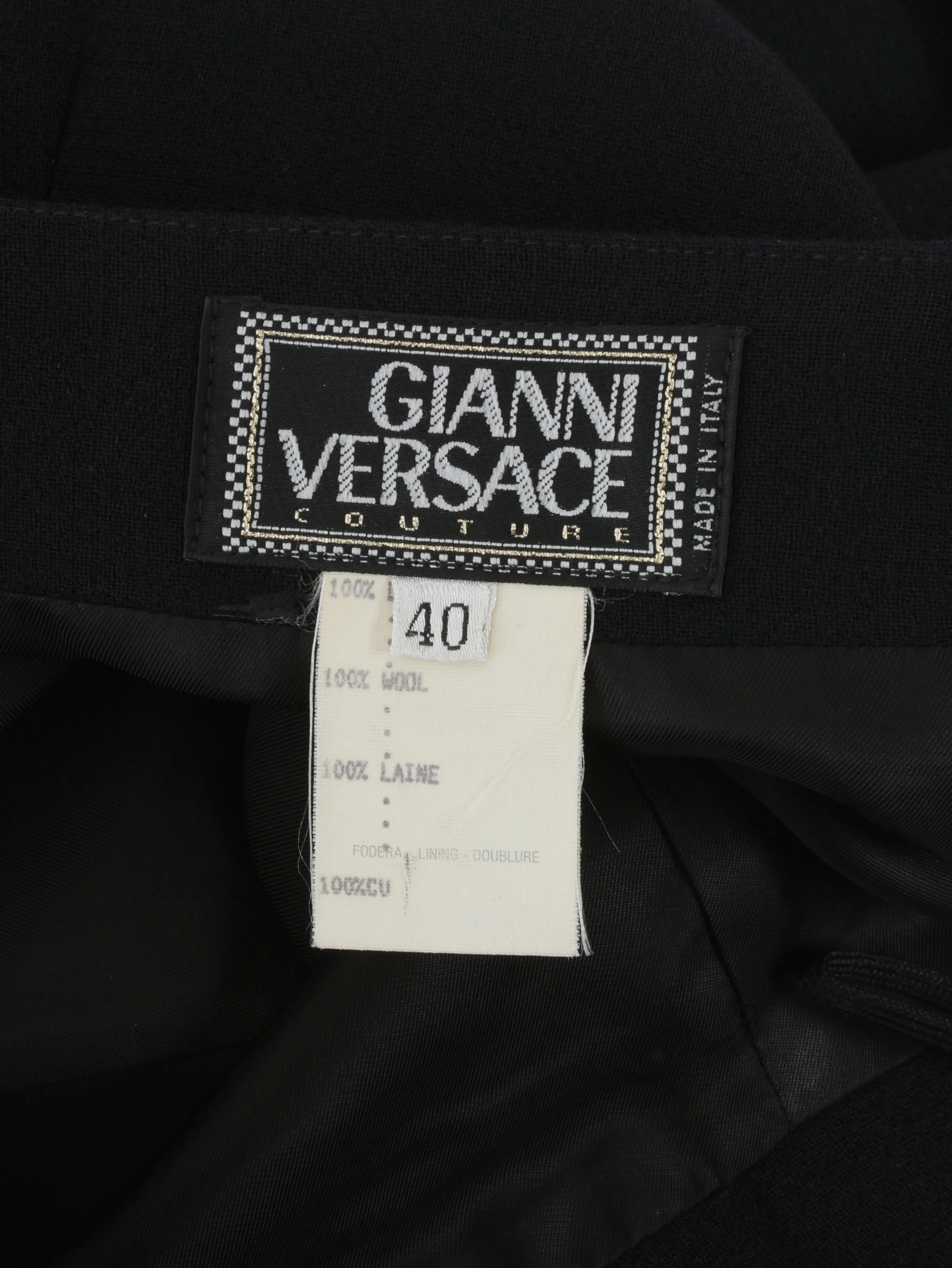 Gianni Versace Black Wool Pencil Skirt - 80s