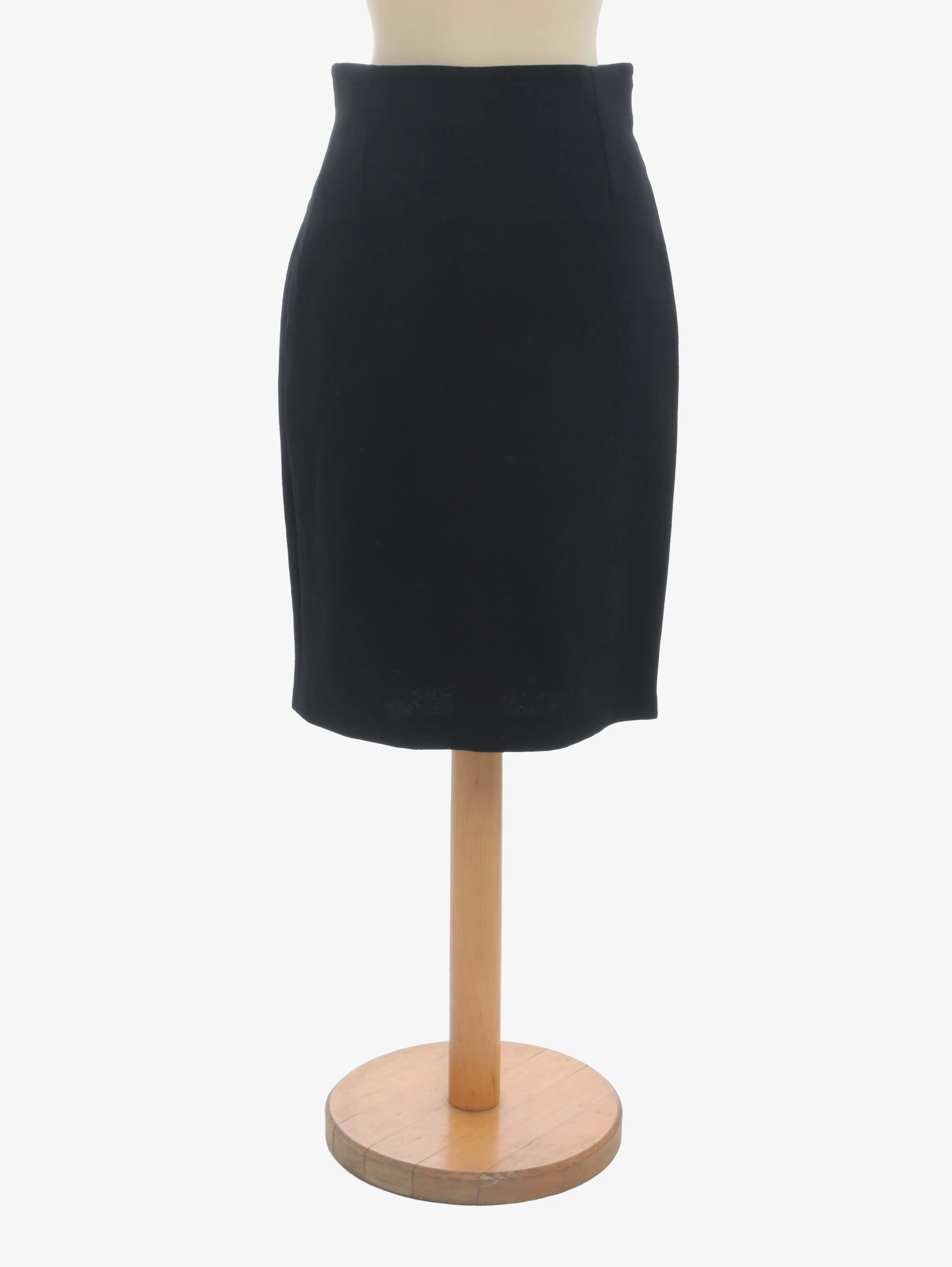 Gianni Versace Black Wool Pencil Skirt - 80s