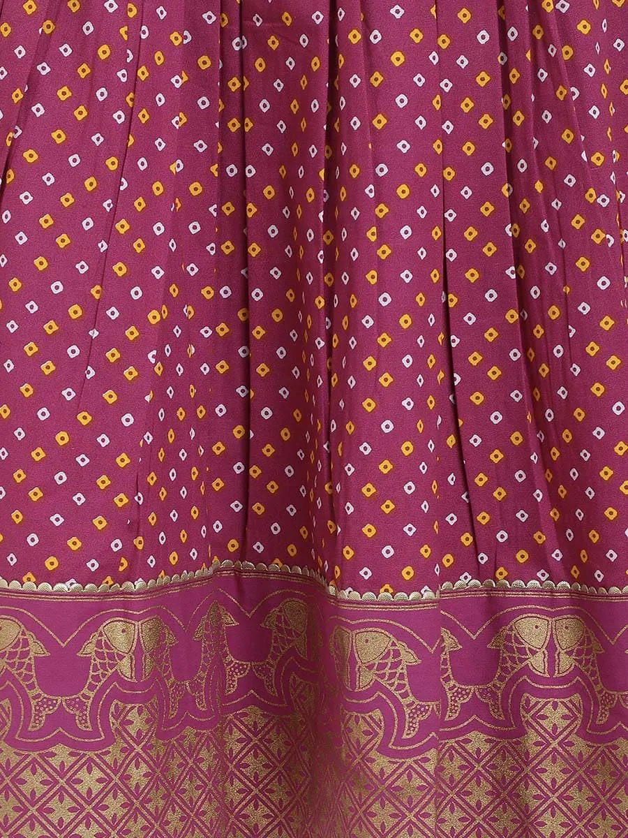 Girl Bandhani Pattu Pavdai-Purple