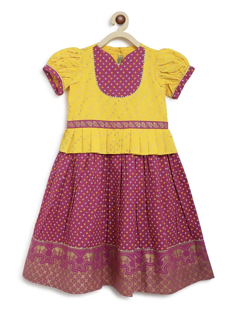 Girl Bandhani Pattu Pavdai-Purple