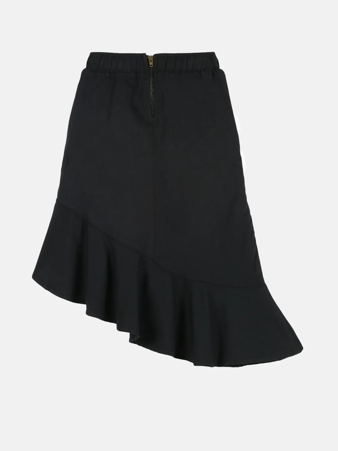 Girls Asymmetrical Ruffle Denim Skirt