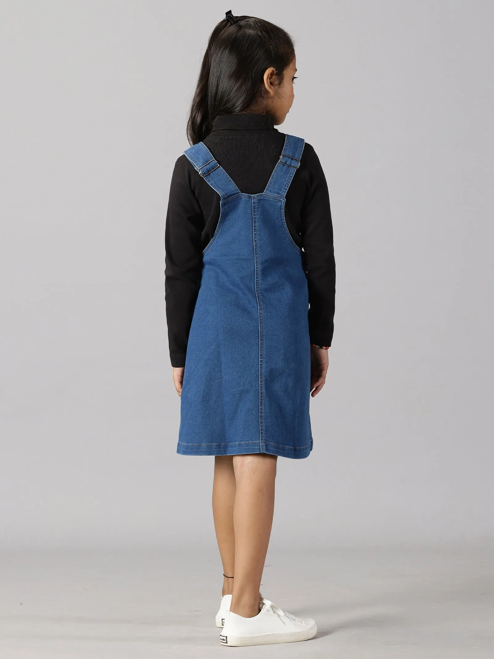 Girls Denim Dungaree Skirt With Applique