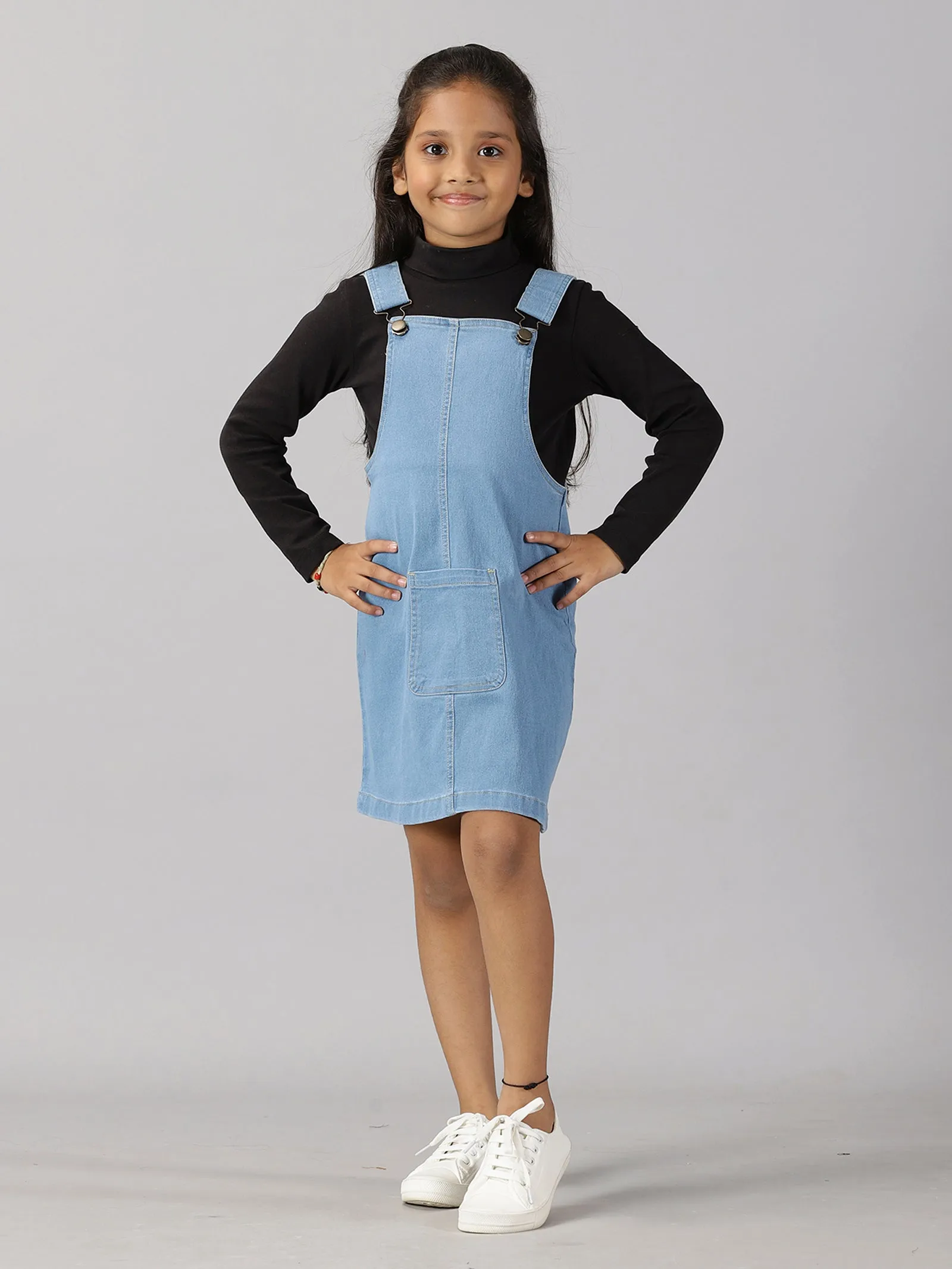 Girls Denim Dungaree Skirt