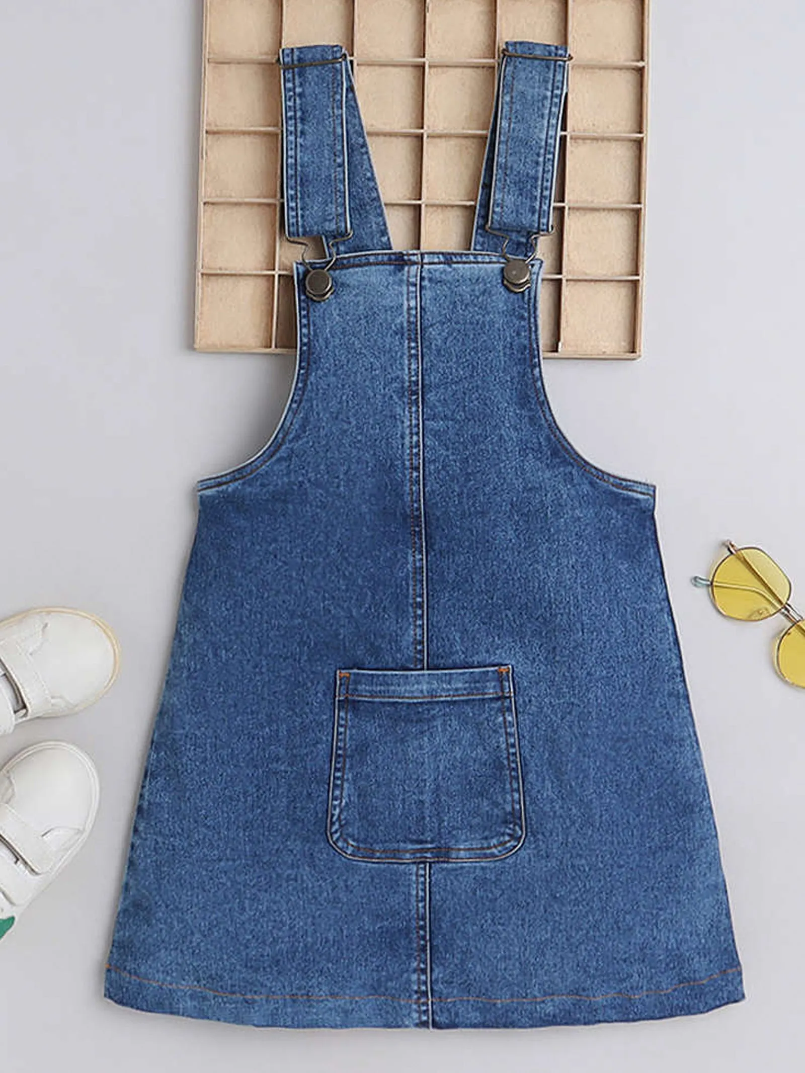 Girls Denim Dungaree Skirt