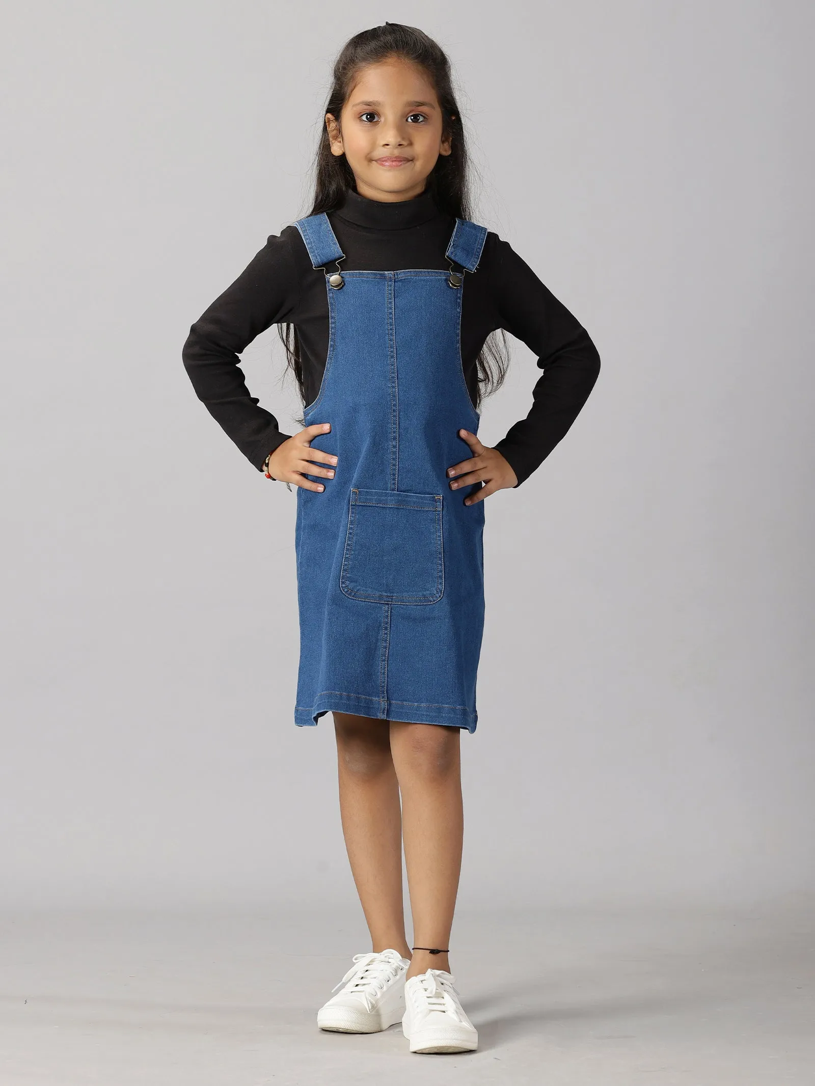 Girls Denim Dungaree Skirt