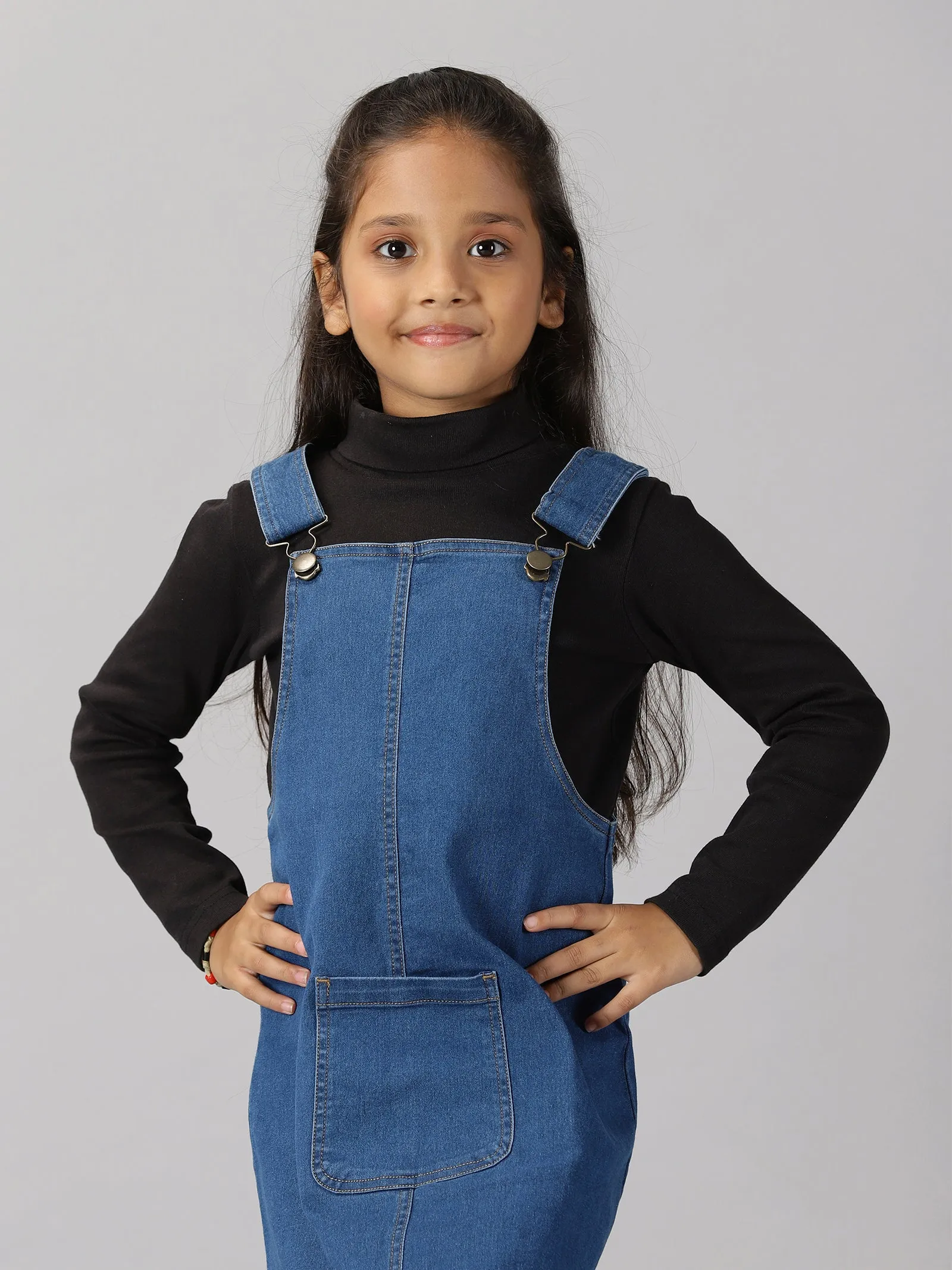 Girls Denim Dungaree Skirt