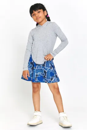 Girls Skater Skirt in Denim Heart Patchwork