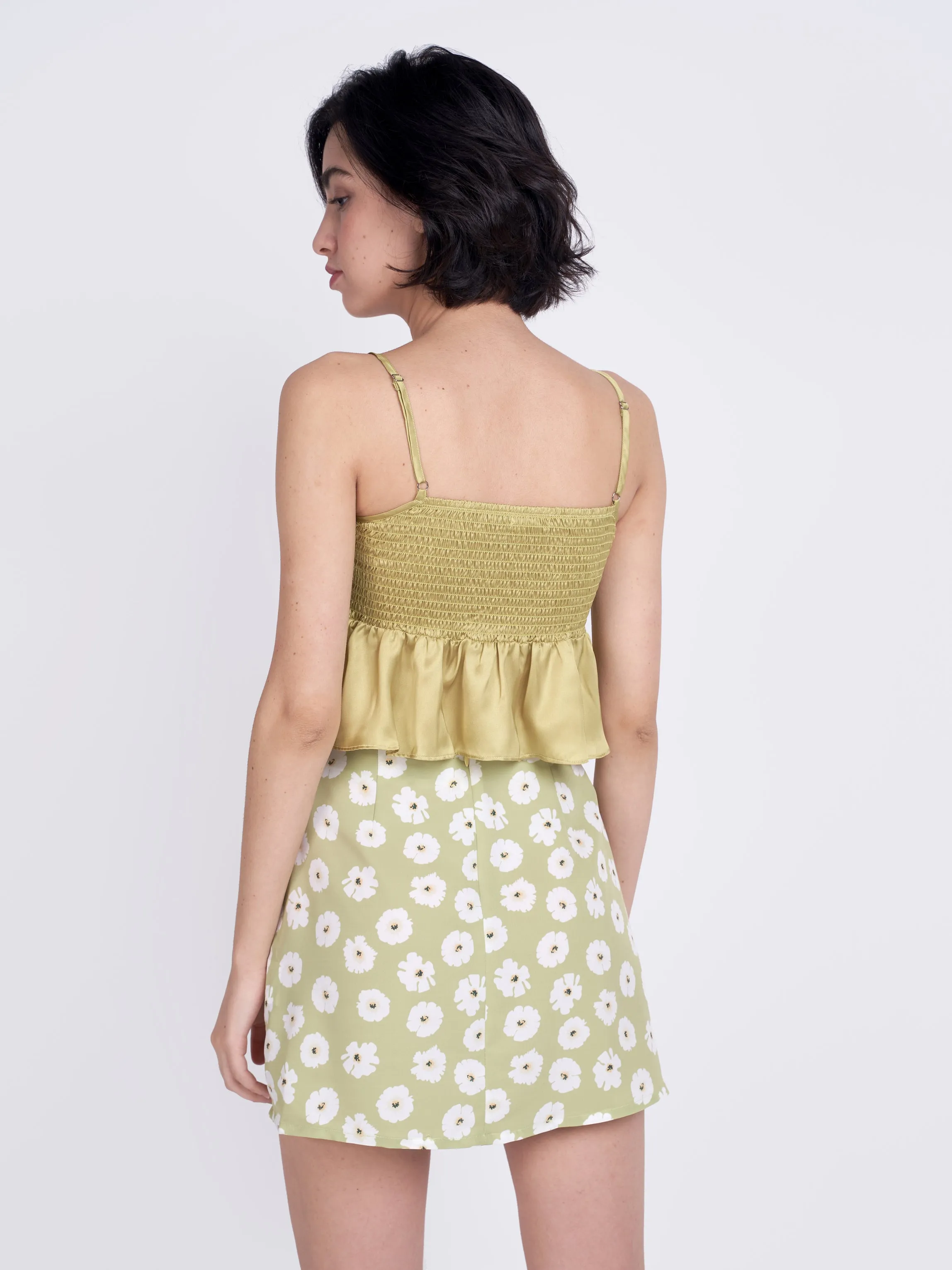 Glamorous Care Olive Green Flower Mini Skirt