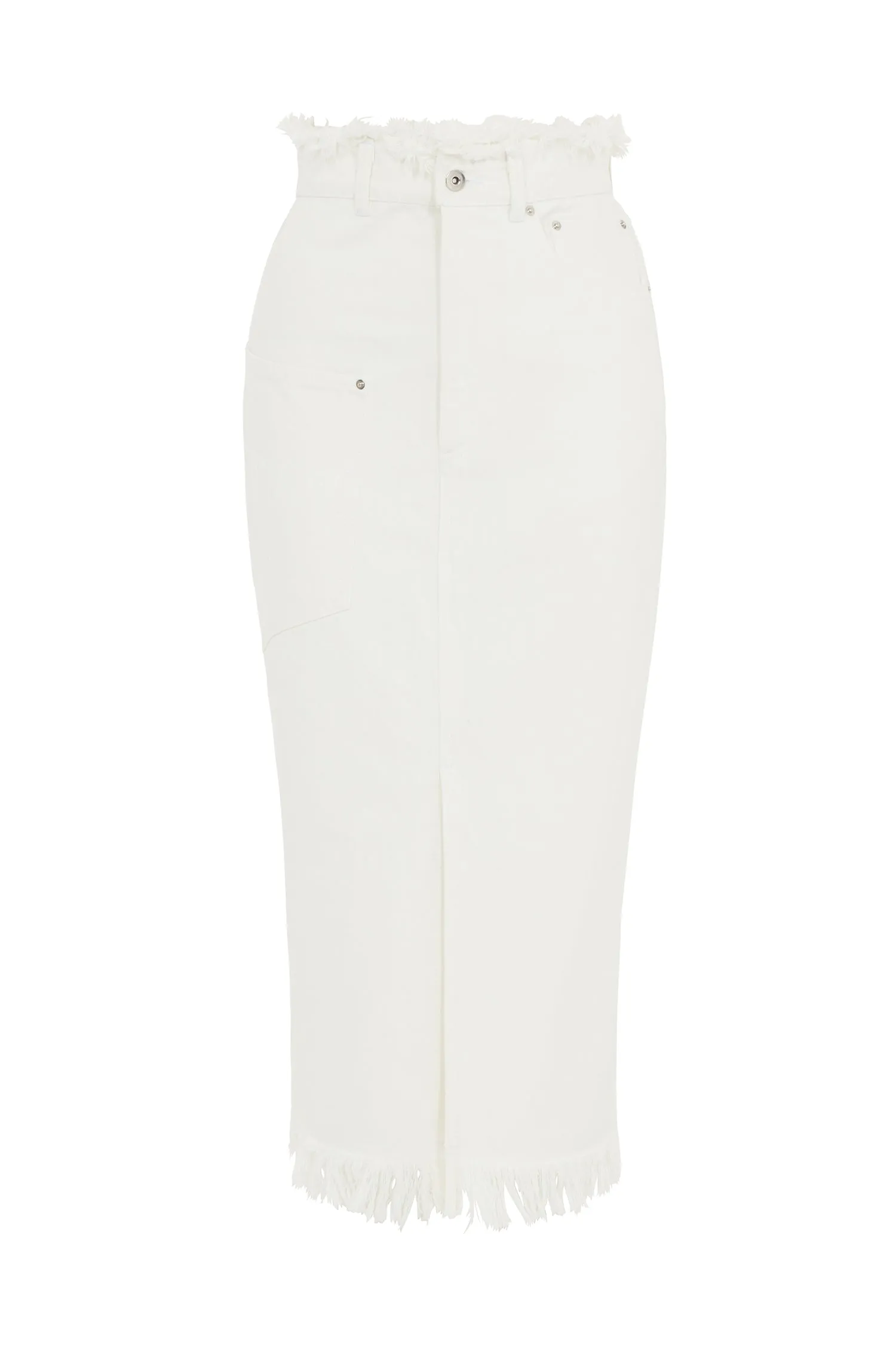 House of Holland White Denim Midi Skirt