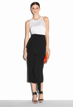 Italian Cady Stretch Cascade Midi Skirt