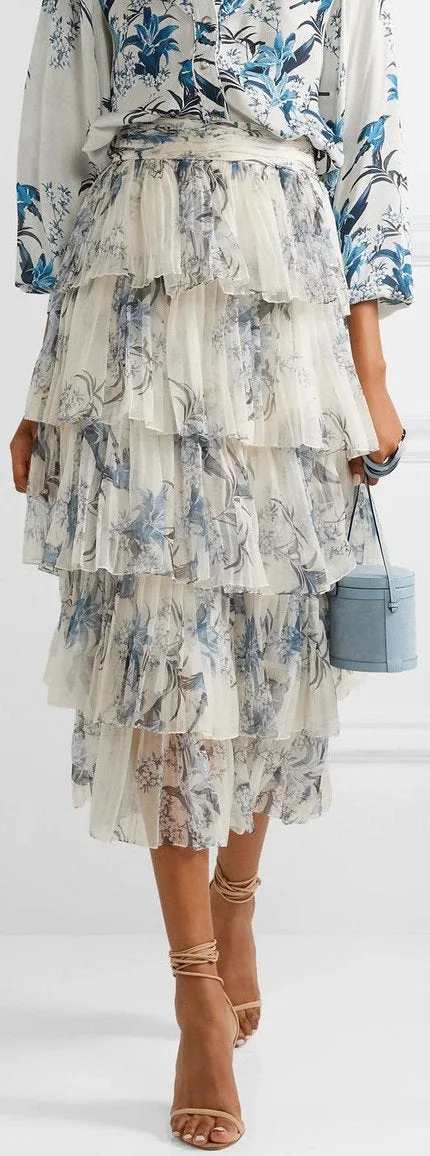 'Journey Of The Soul' Tiered Organza Midi Skirt