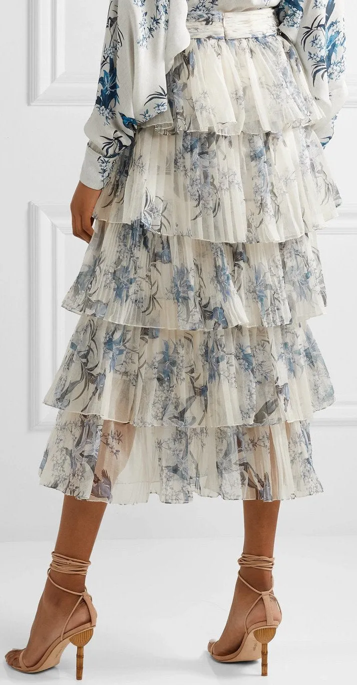 'Journey Of The Soul' Tiered Organza Midi Skirt