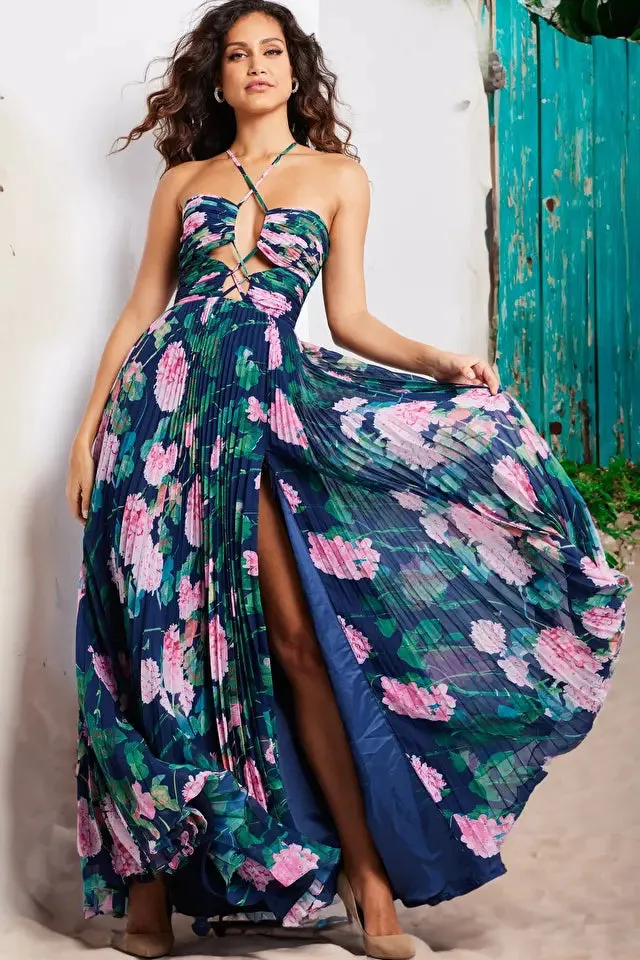 Jovani Style 38638 Floral Pleated Gown