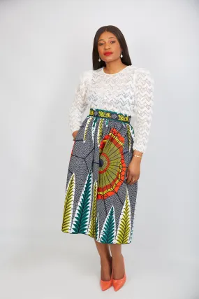 Just Arrived Perro African Print Midi Skirt