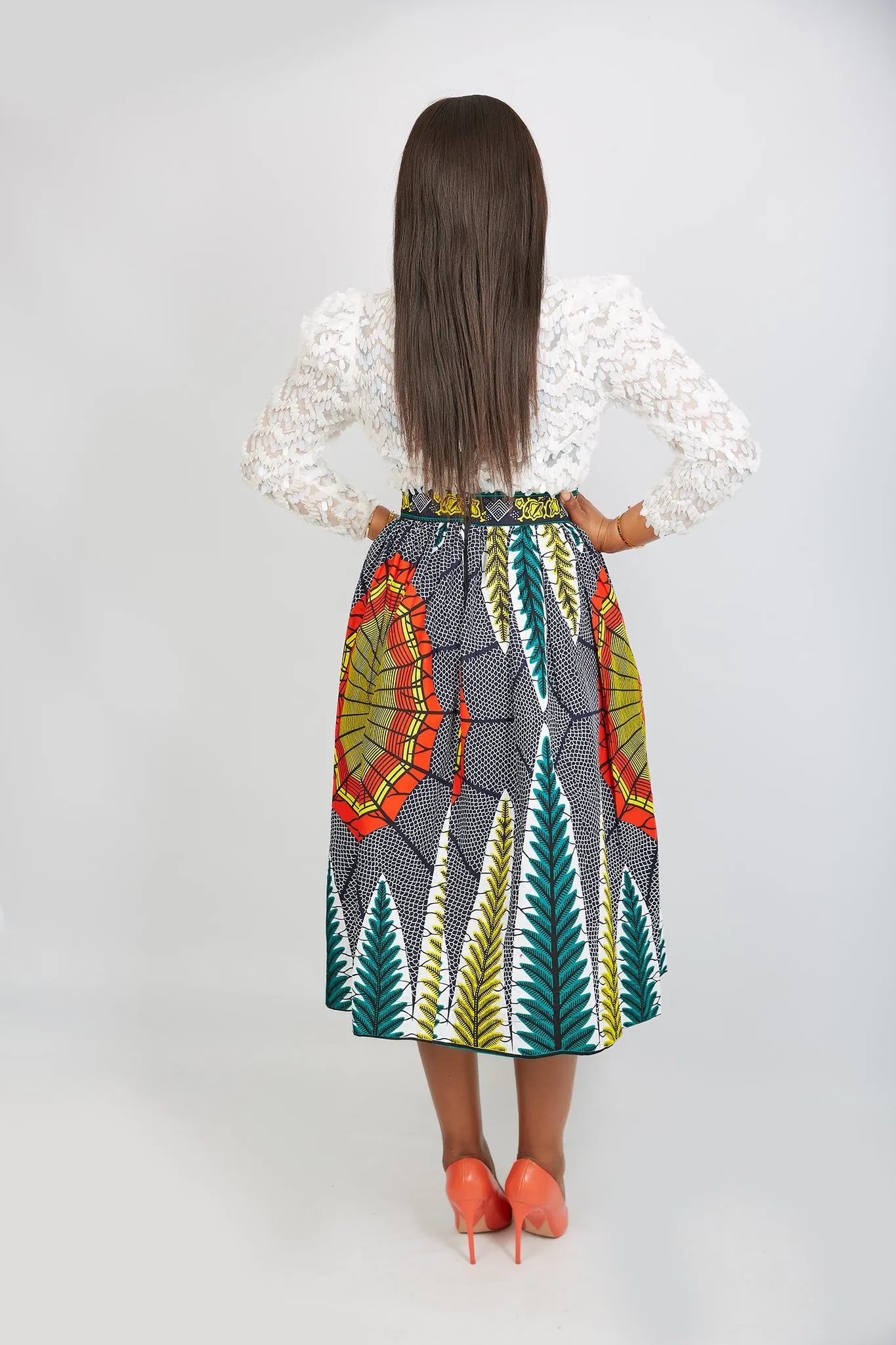 Just Arrived Perro African Print Midi Skirt