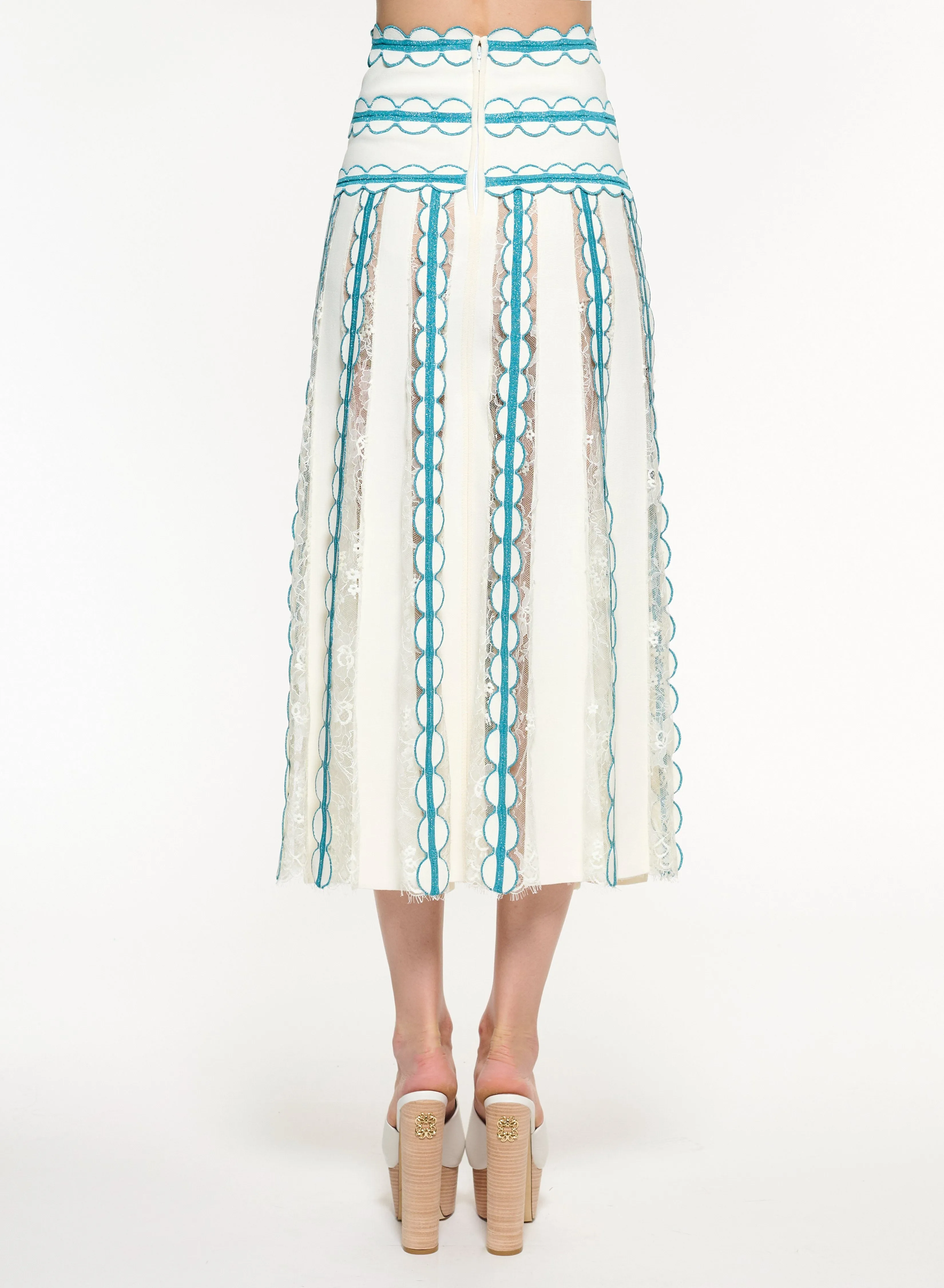 Knit and Lace Midi Skirt