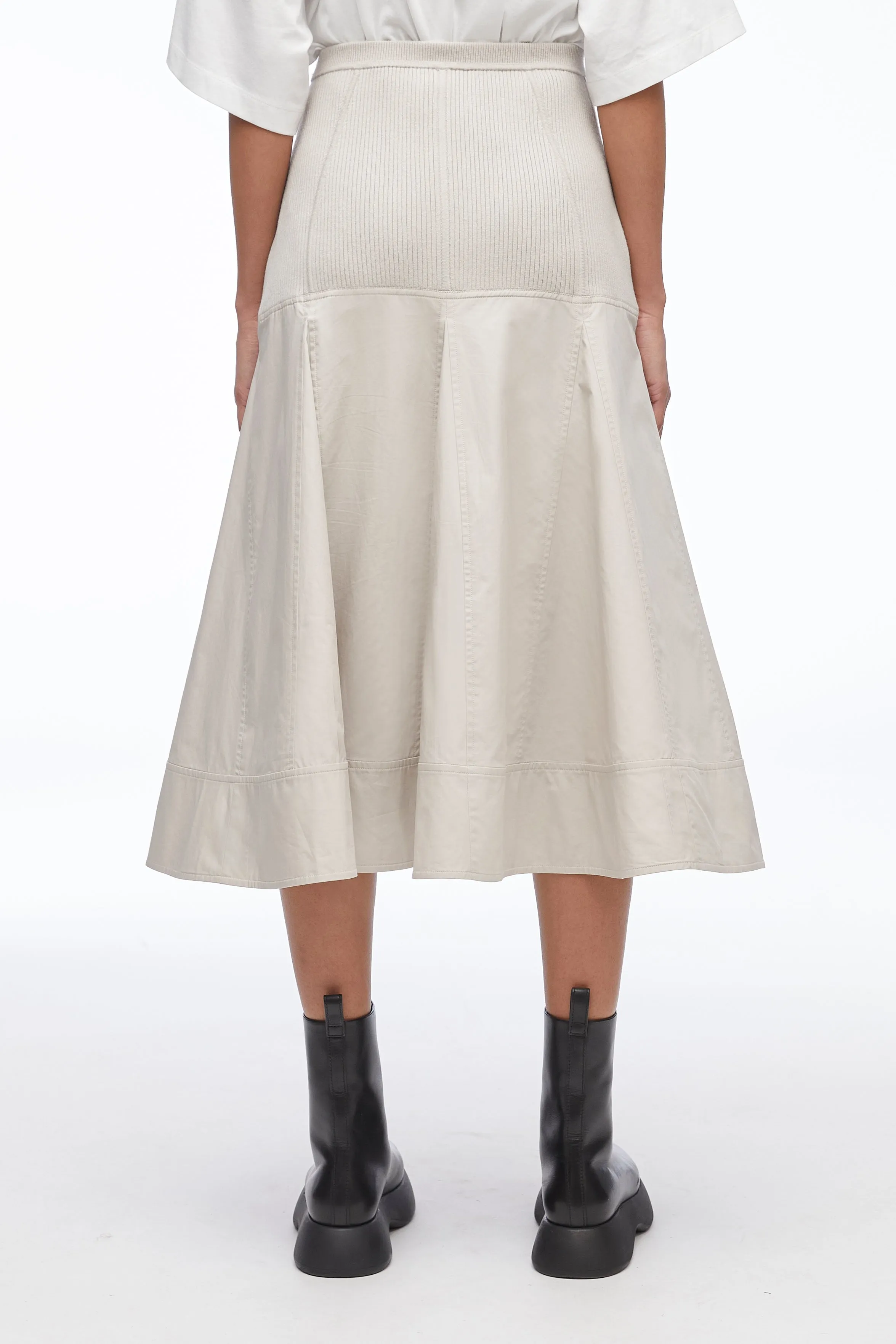 Knit Poplin Midi Skirt