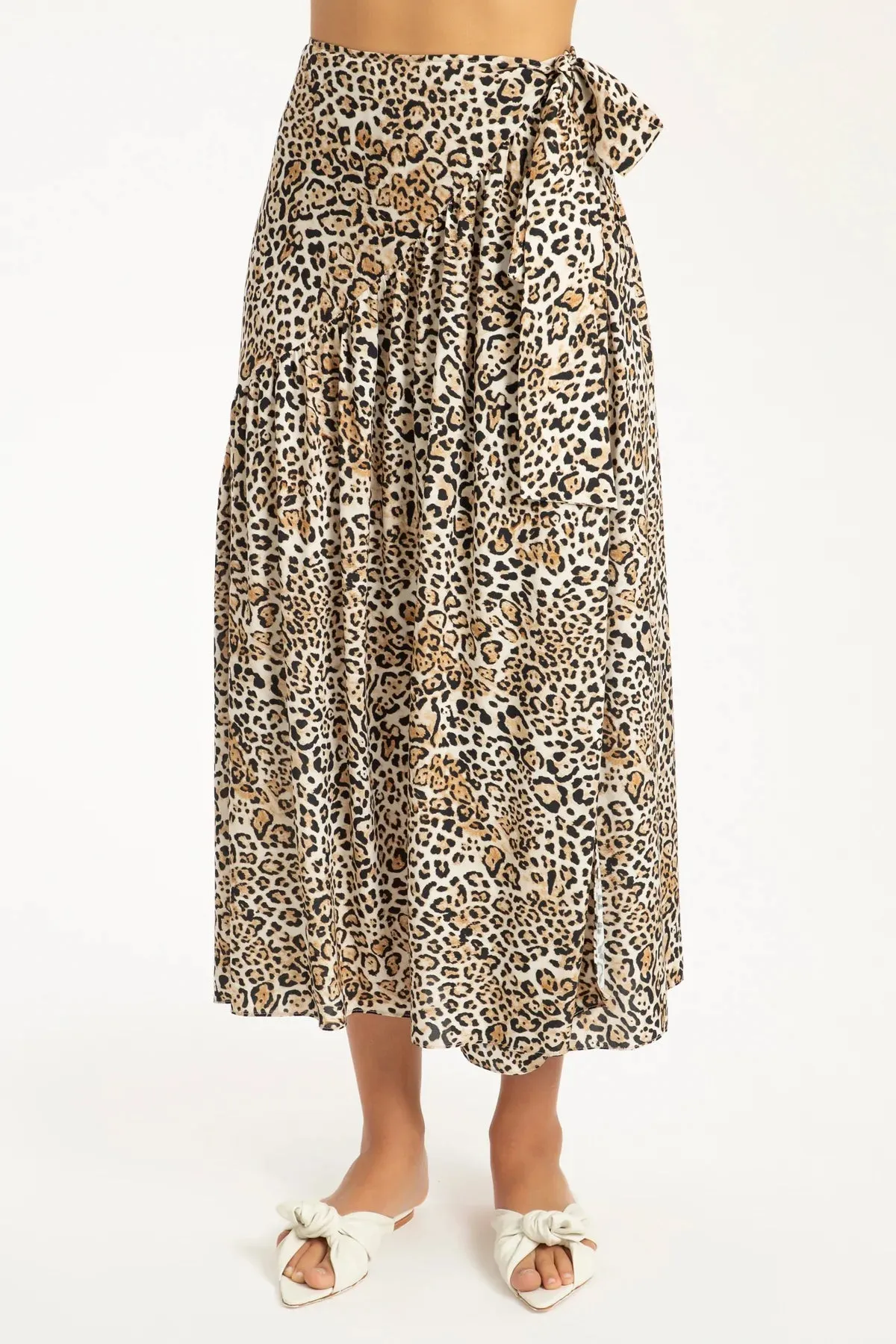 Leopard Pareo Midi Skirt