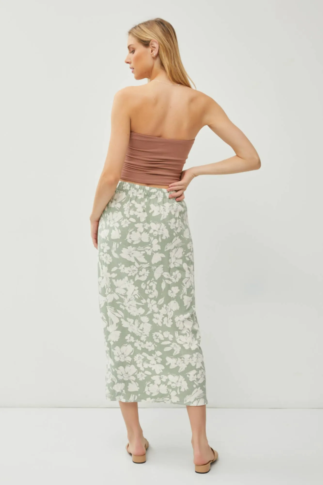 LINEN MIDI WRAP SKIRT