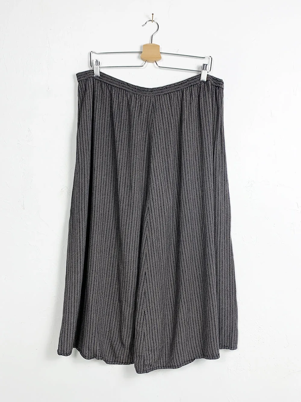 LizC Grey and Navy Herringbone Midi Skirt