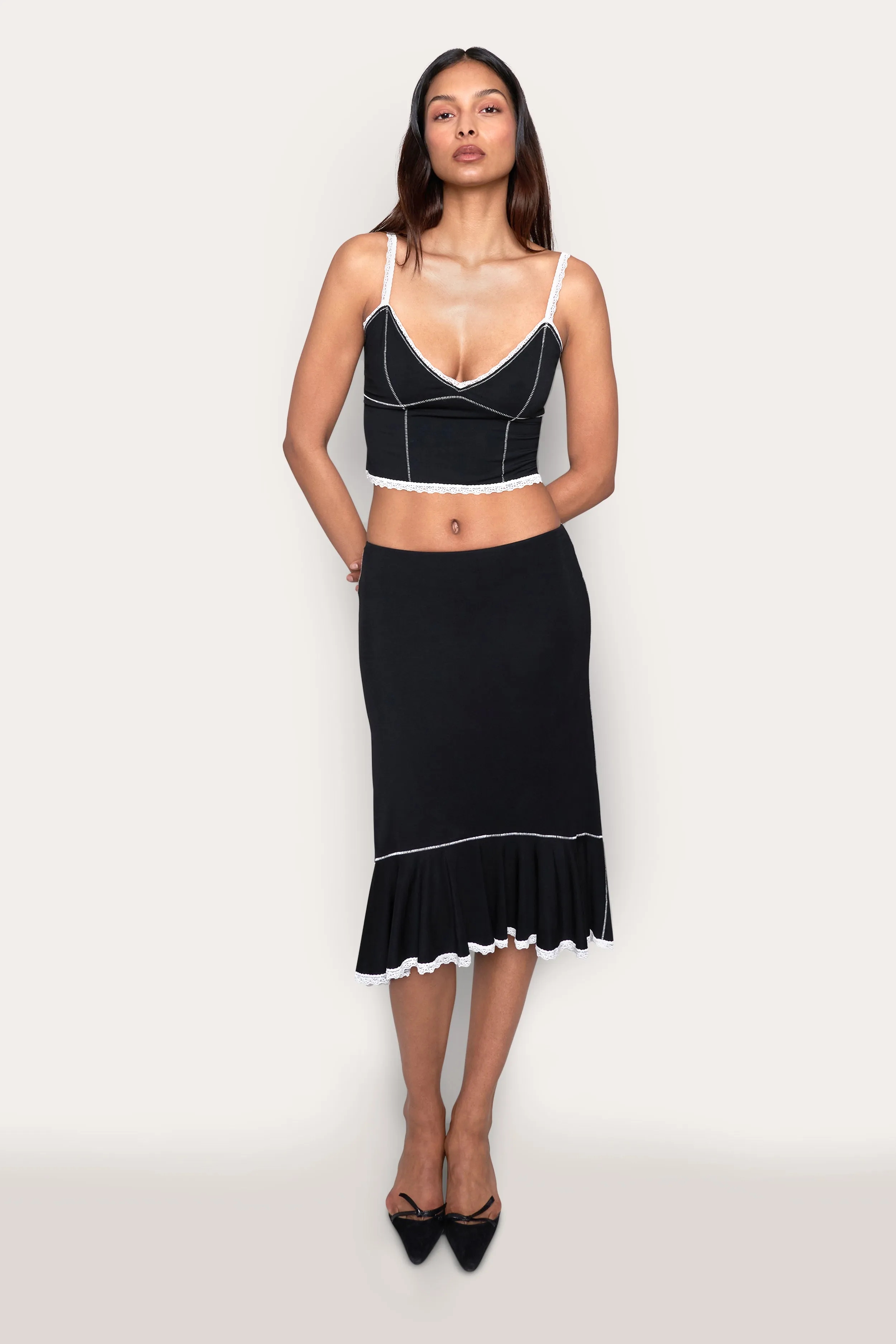 Low Rise Dainty Midi Skirt