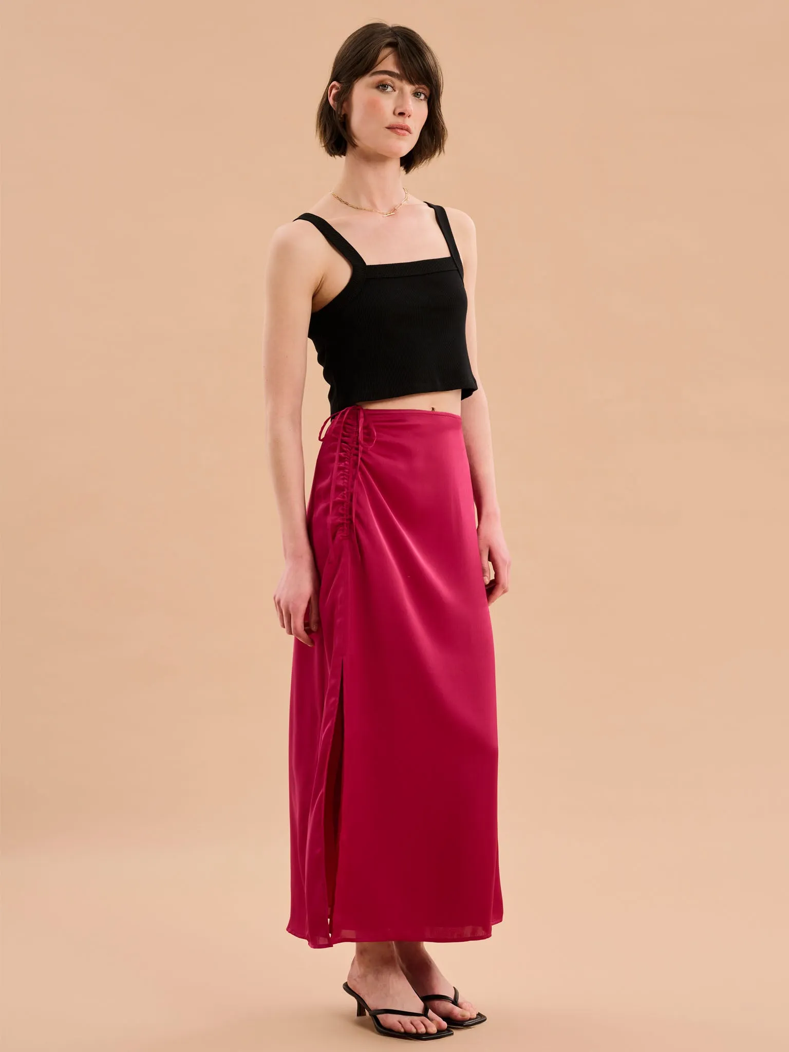 Madelyn Midi Skirt in Magenta