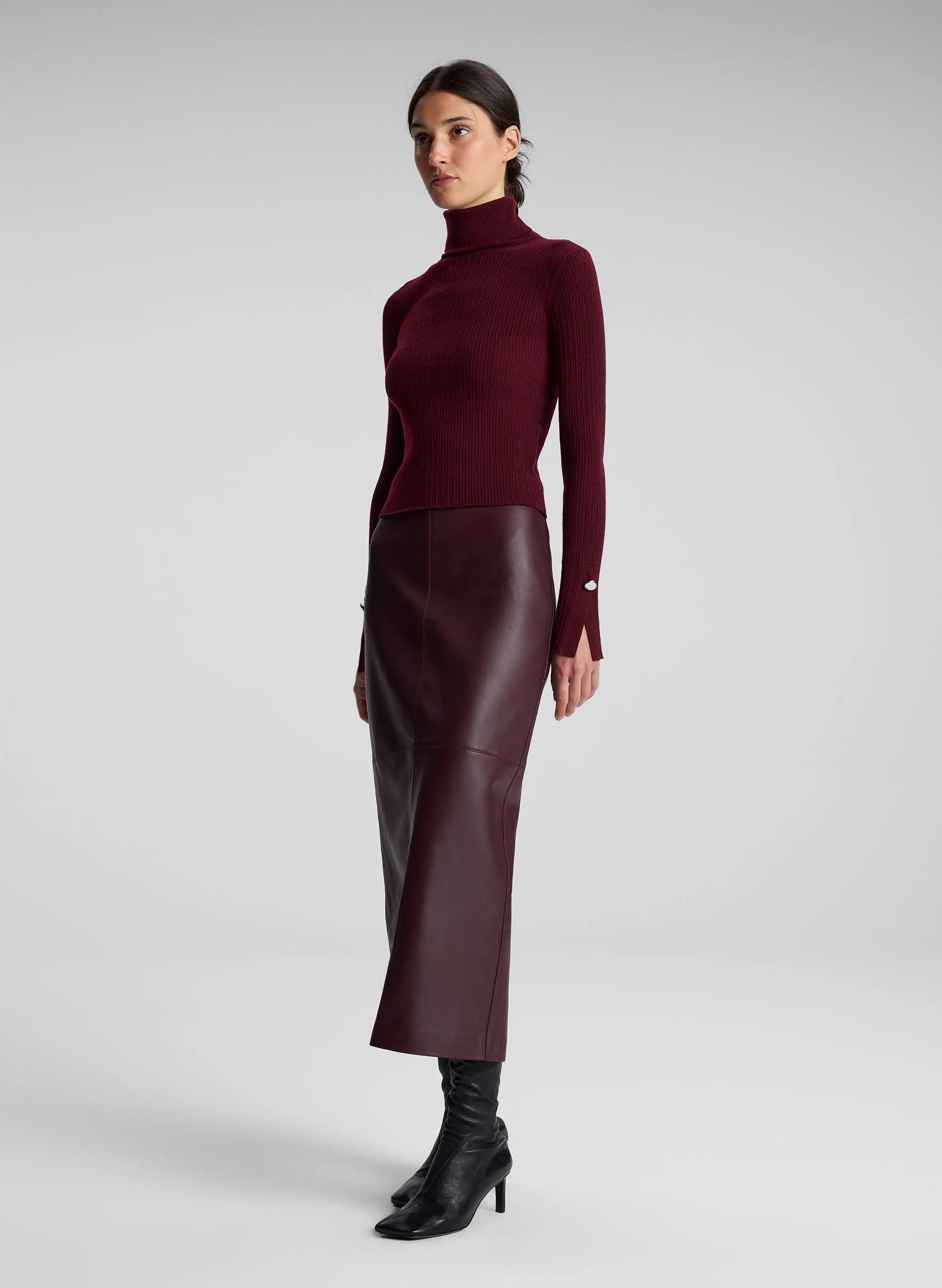 Marta Leather Midi Skirt