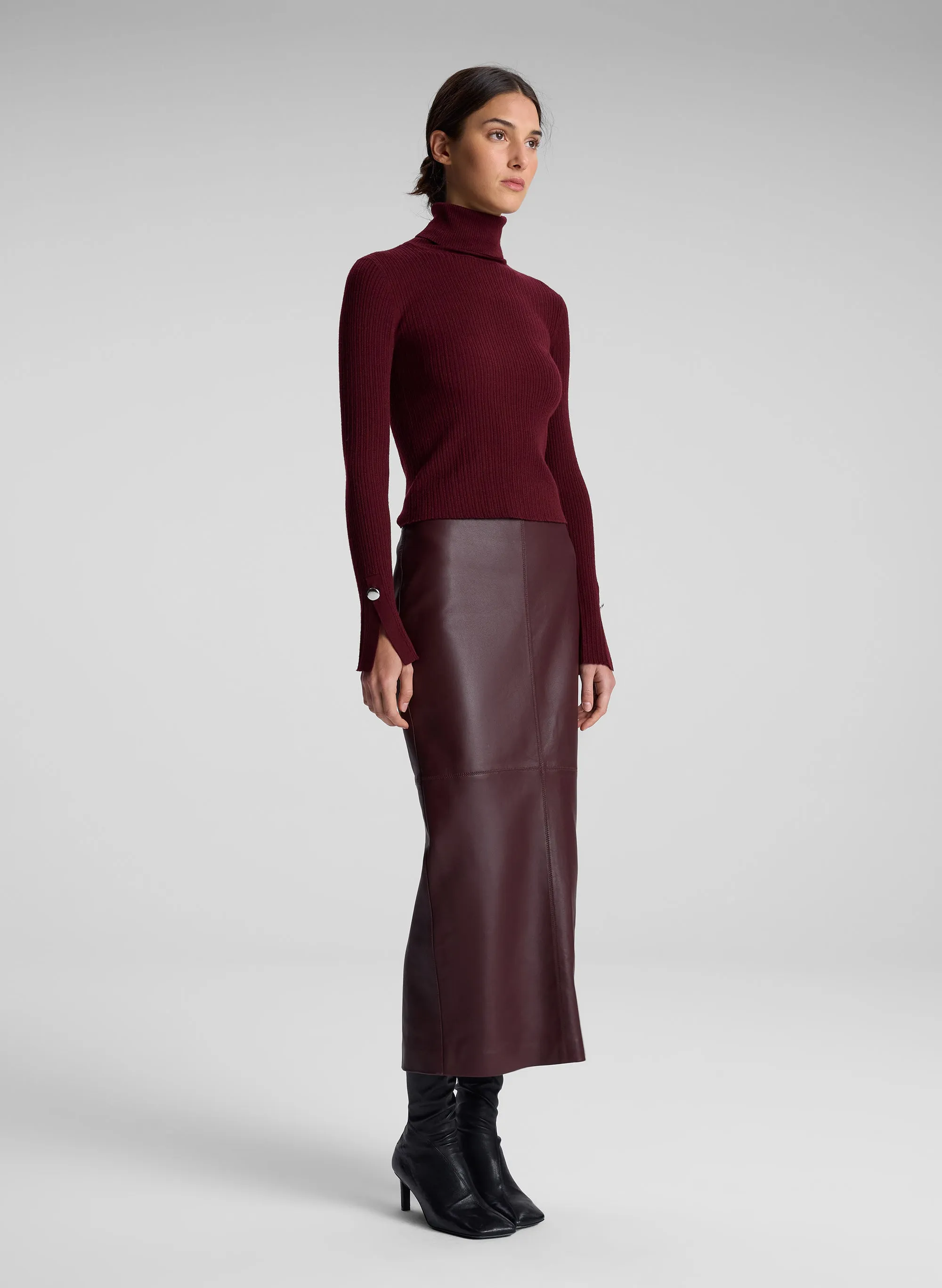 Marta Leather Midi Skirt