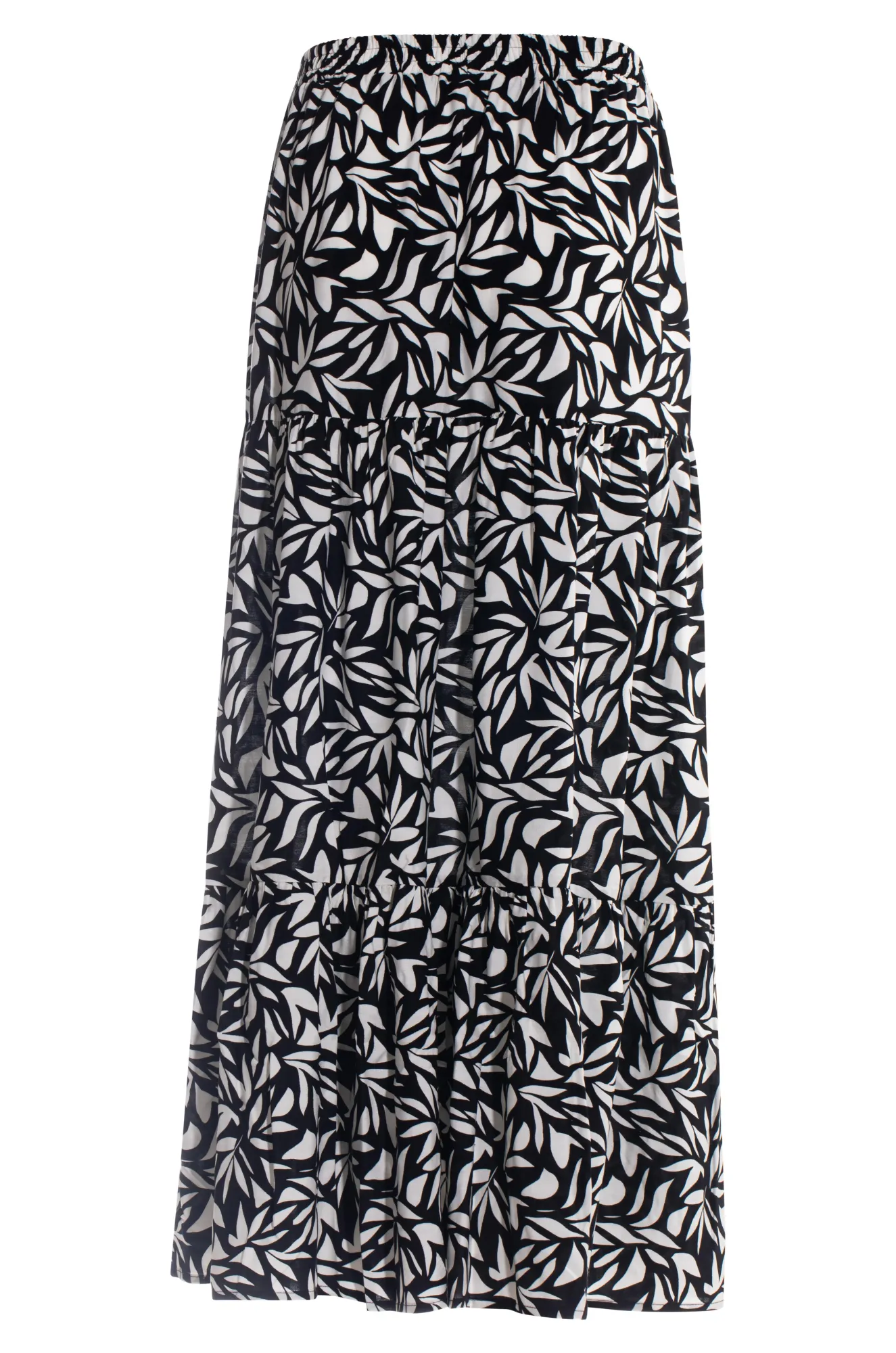 Maxi Skirt with drawcord waist | BLACK IVORY ABST | 3367AR