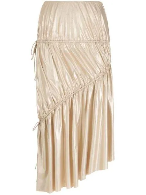 Metallic Frilled Midi Skirt