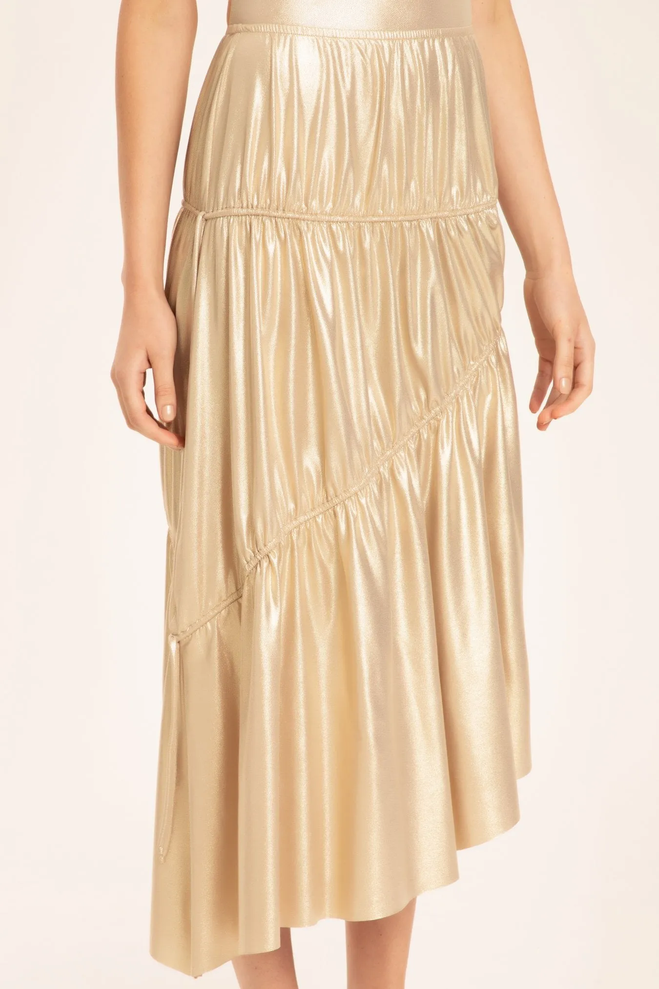 Metallic Frilled Midi Skirt