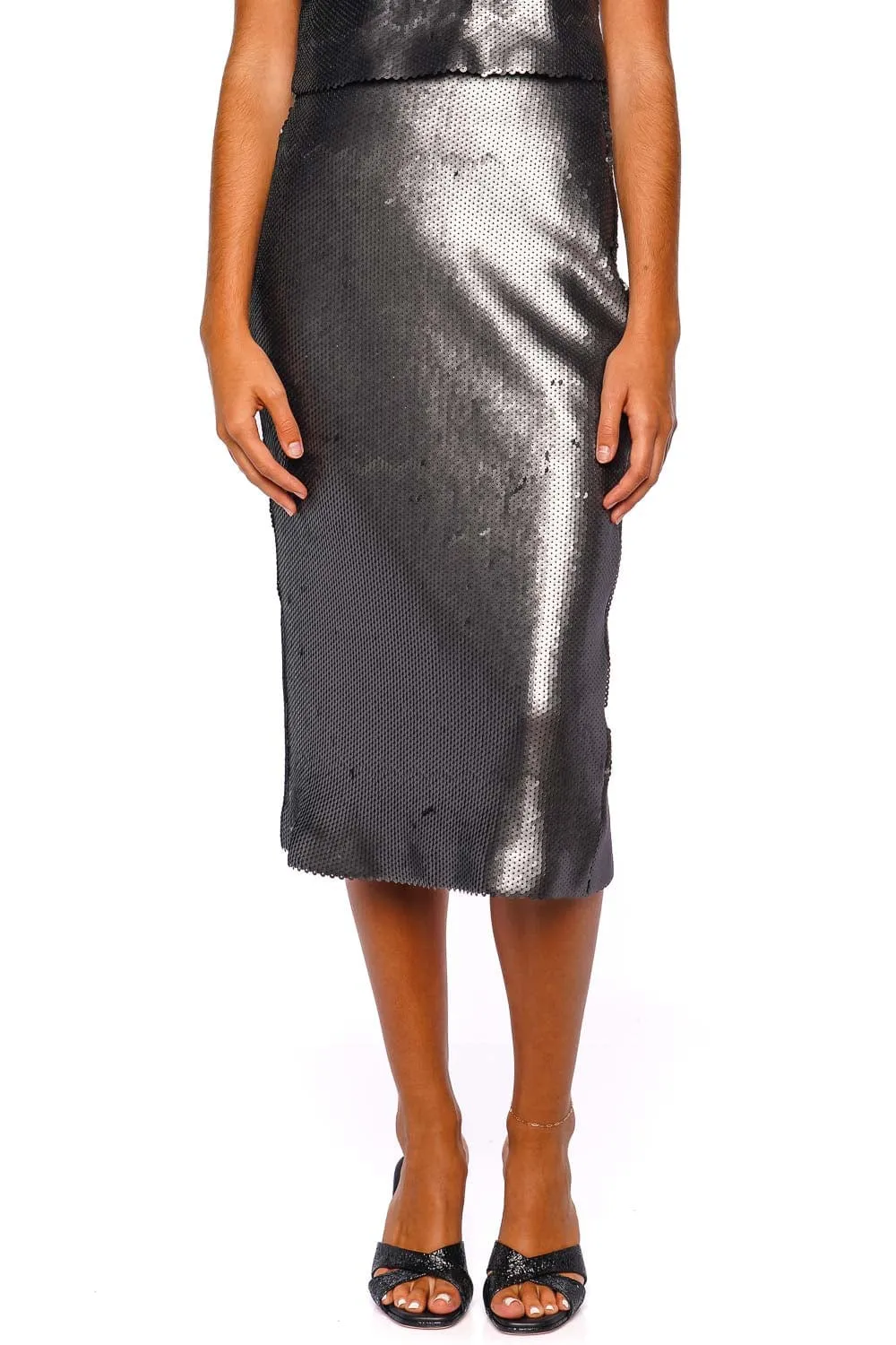 Mi Miradas Metallic Sequin Midi SKirt