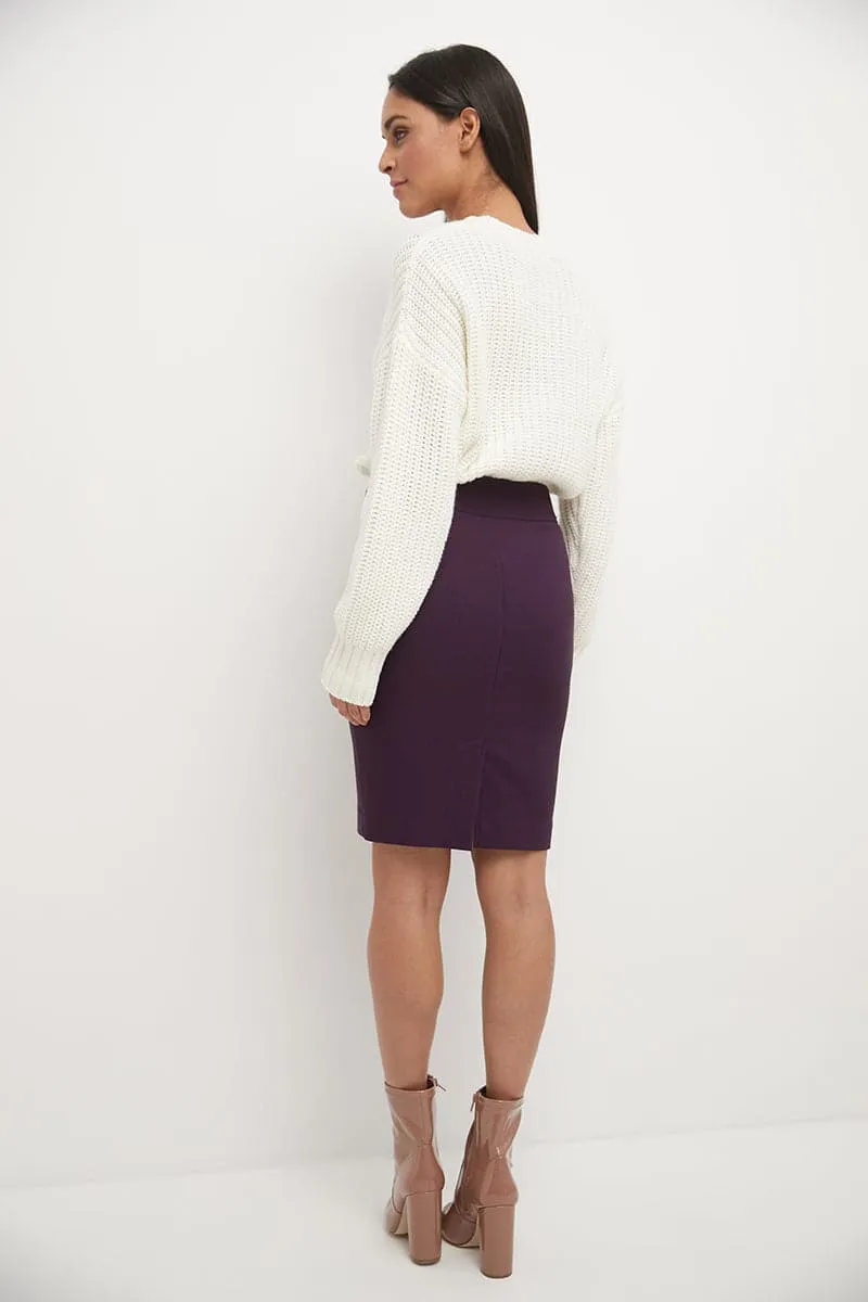 Midi Pencil Skirt with Pull-on Style Design