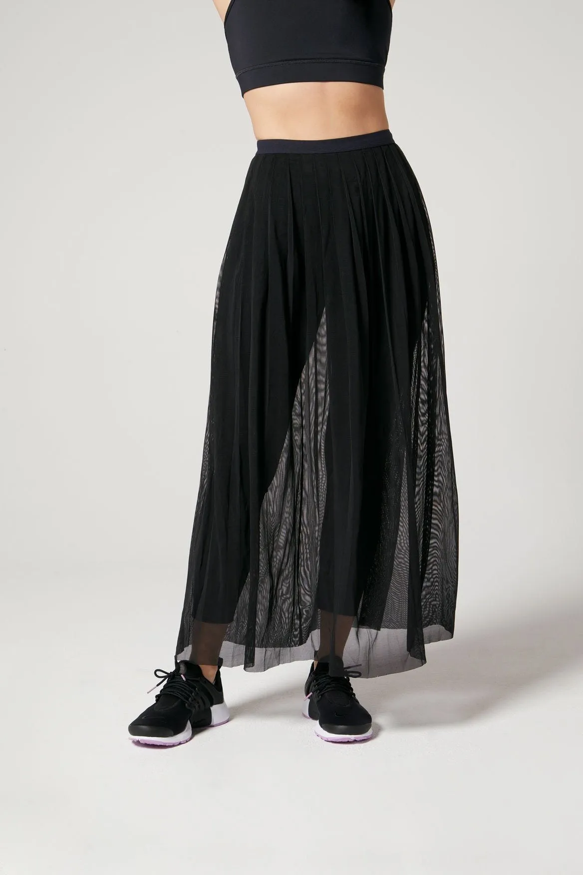 Mikayla Pleated Mesh Skirt Jet Black