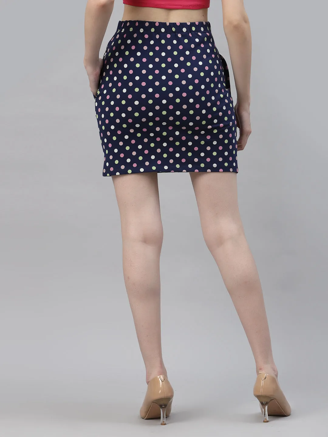 Navy Polka Dot Mini Skirt