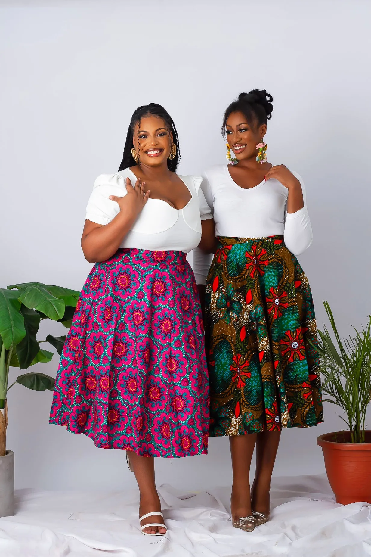 New in African Print Flare Midi Skirt - Olachi