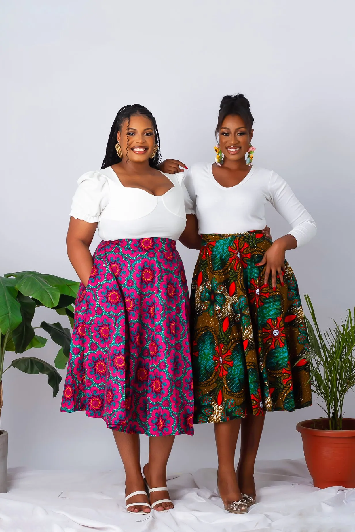 New in African Print Flare Midi Skirt - Olachi