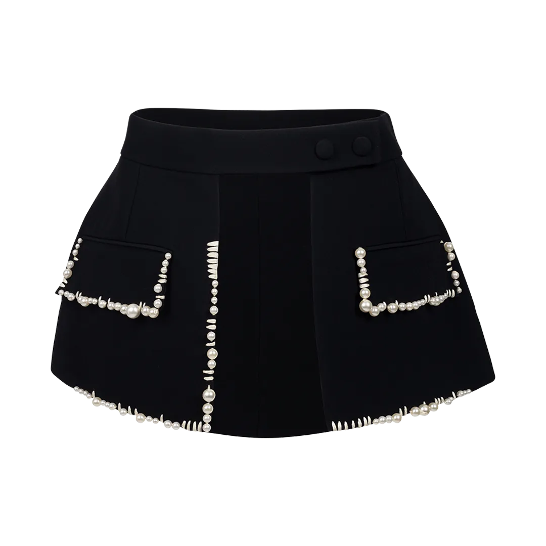 Pearl-Embellished Skirt Belt