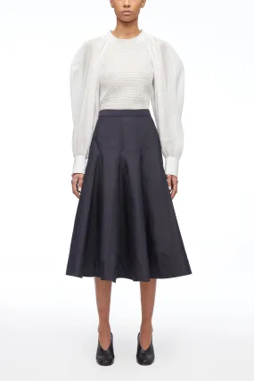 Pleated Godet Midi Skirt