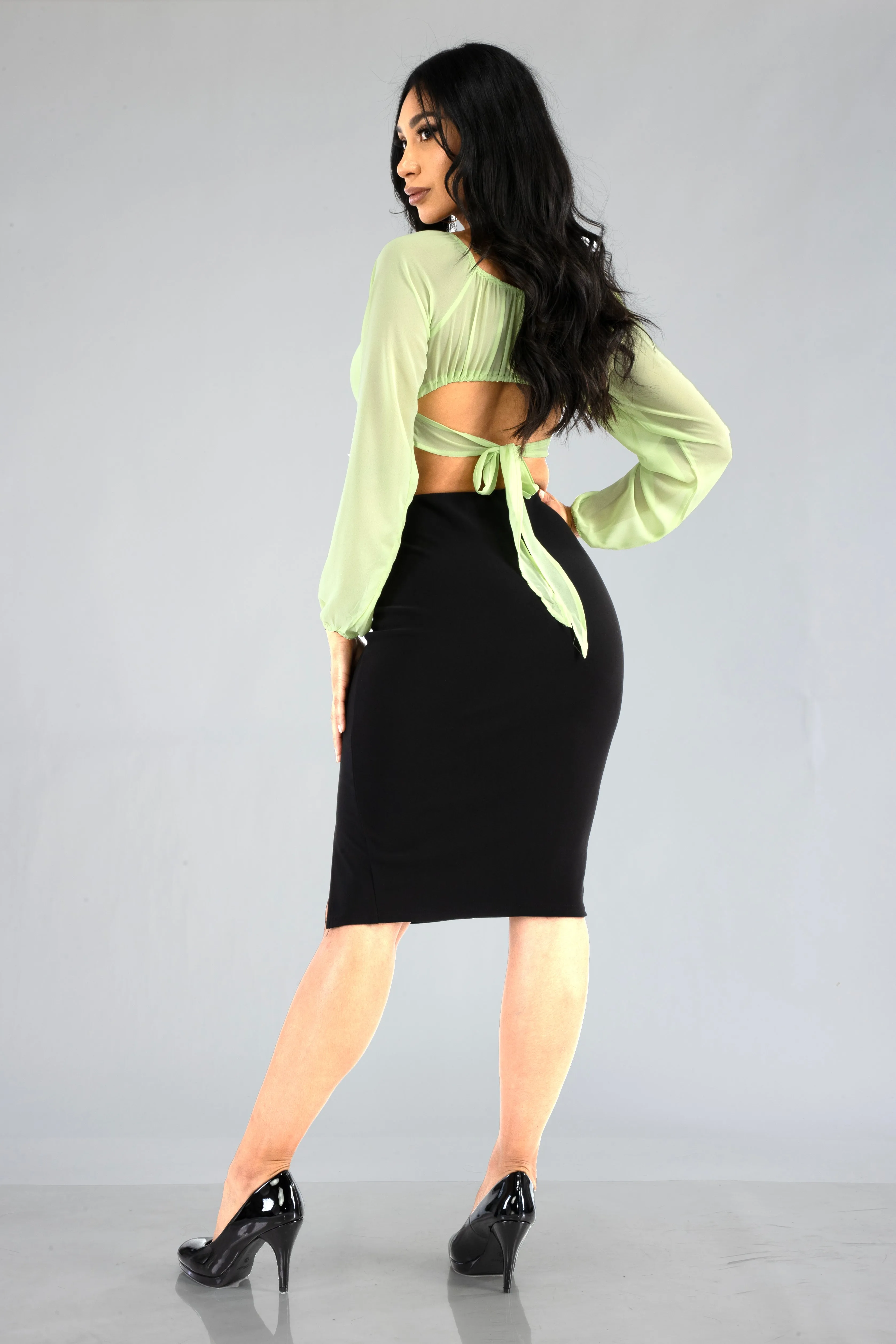 Ponte Pencil Skirt With Side Split - Black