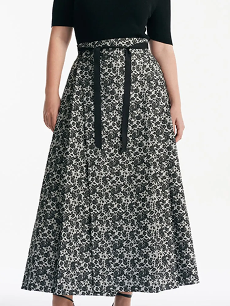 Rose Jacquard Pleated Women Mamianqun With Bottomed Skirt