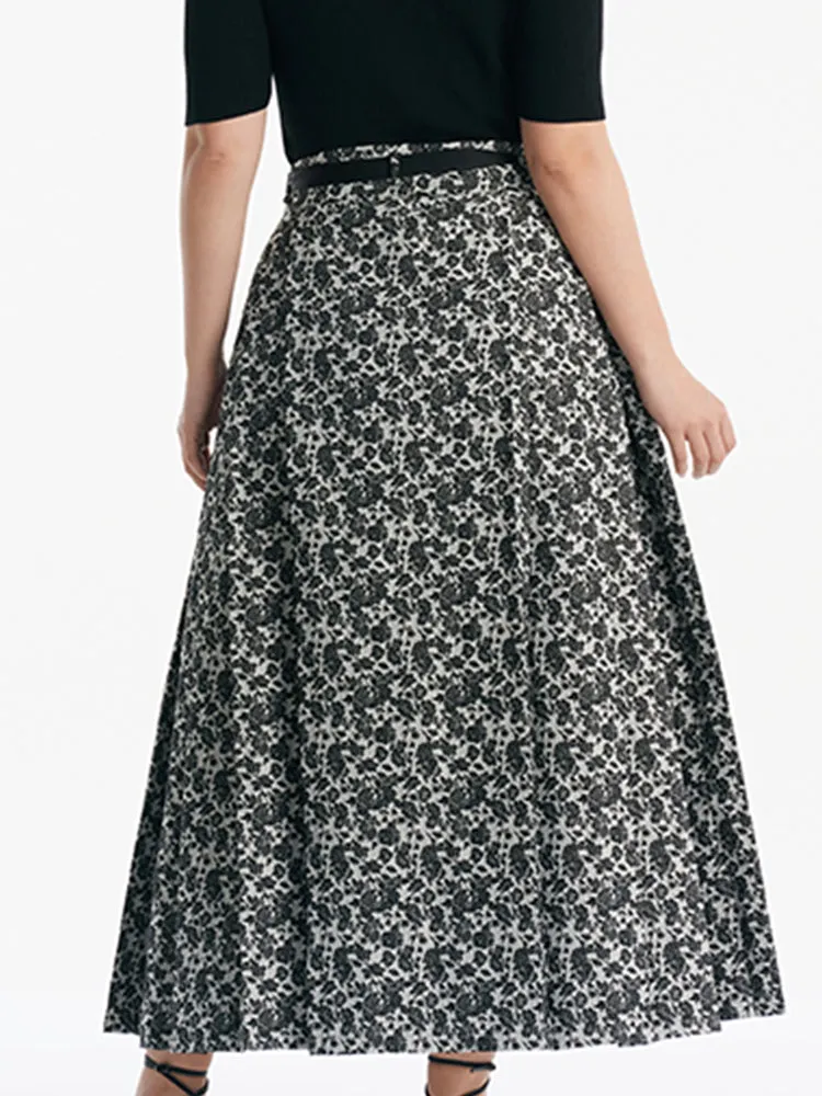 Rose Jacquard Pleated Women Mamianqun With Bottomed Skirt