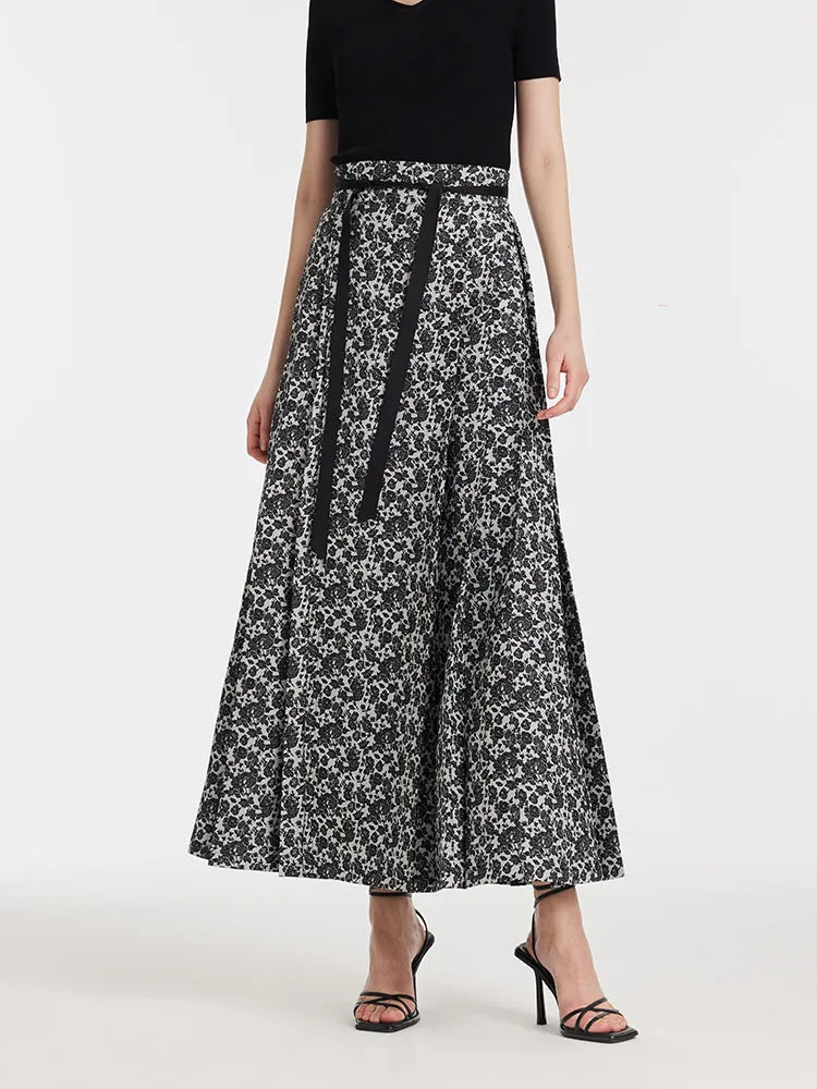 Rose Jacquard Pleated Women Mamianqun With Bottomed Skirt