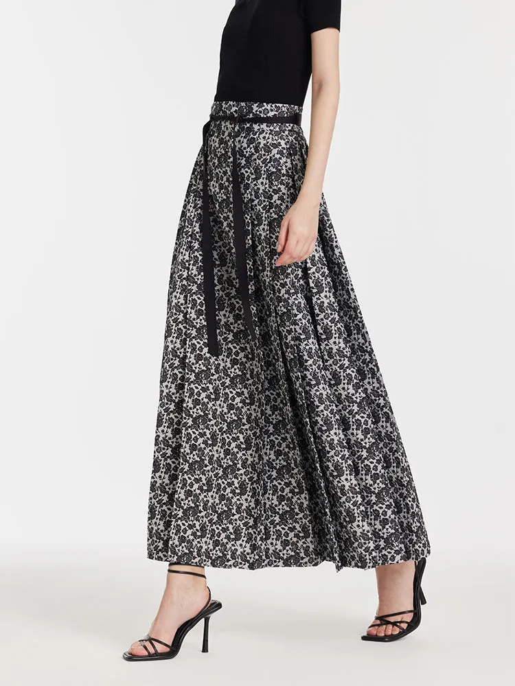 Rose Jacquard Pleated Women Mamianqun With Bottomed Skirt