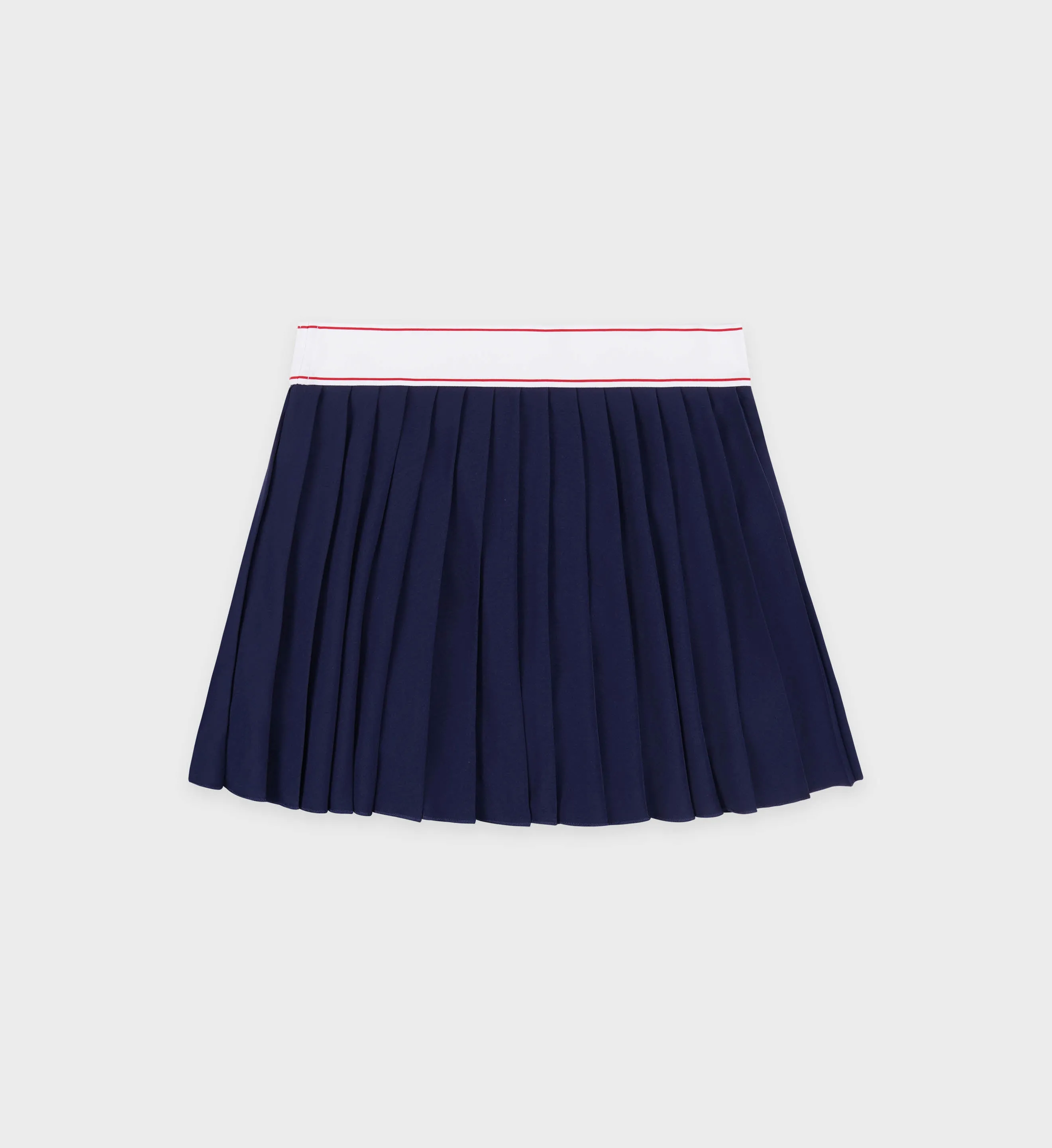 Serif Logo Pleated Skirt - Navy/White/Red