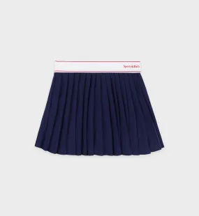 Serif Logo Pleated Skirt - Navy/White/Red