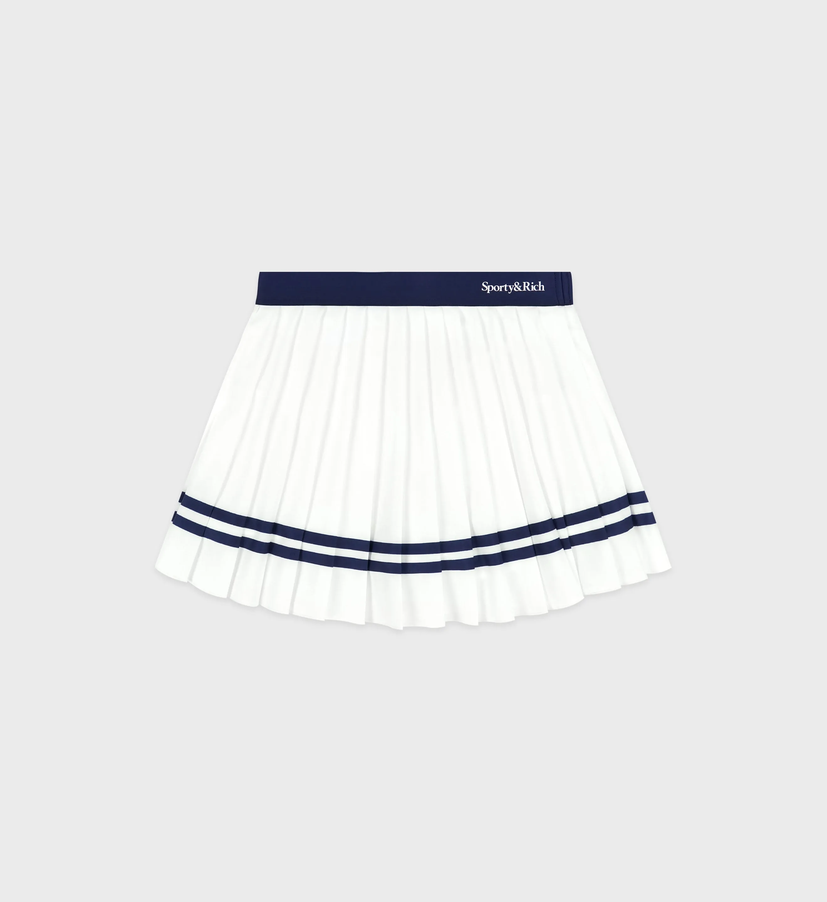 Serif Logo Pleated Skirt - White/Navy