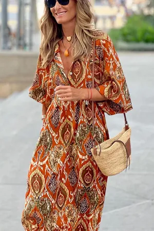 So 70's Multi Print Drape Maxi Dress